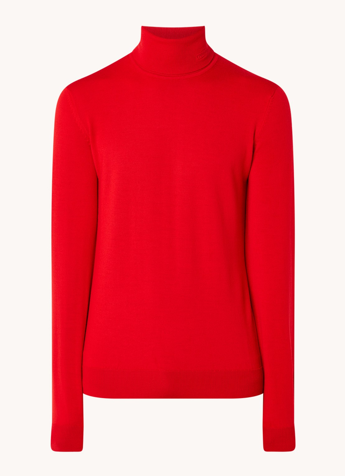 HUGO Regular-fit trui van scheerwol met col - voorkant steenrood