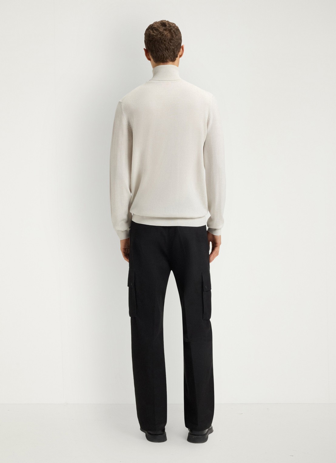 HUGO Regular-fit trui van scheerwol met col - achterkant 3 creme