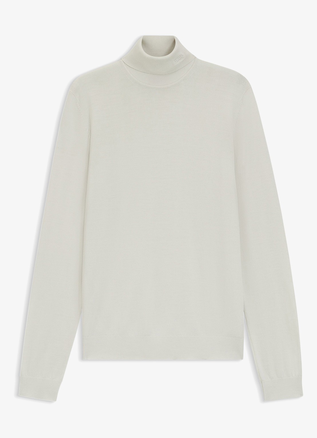 HUGO Regular-fit trui van scheerwol met col - voorkant 4 creme