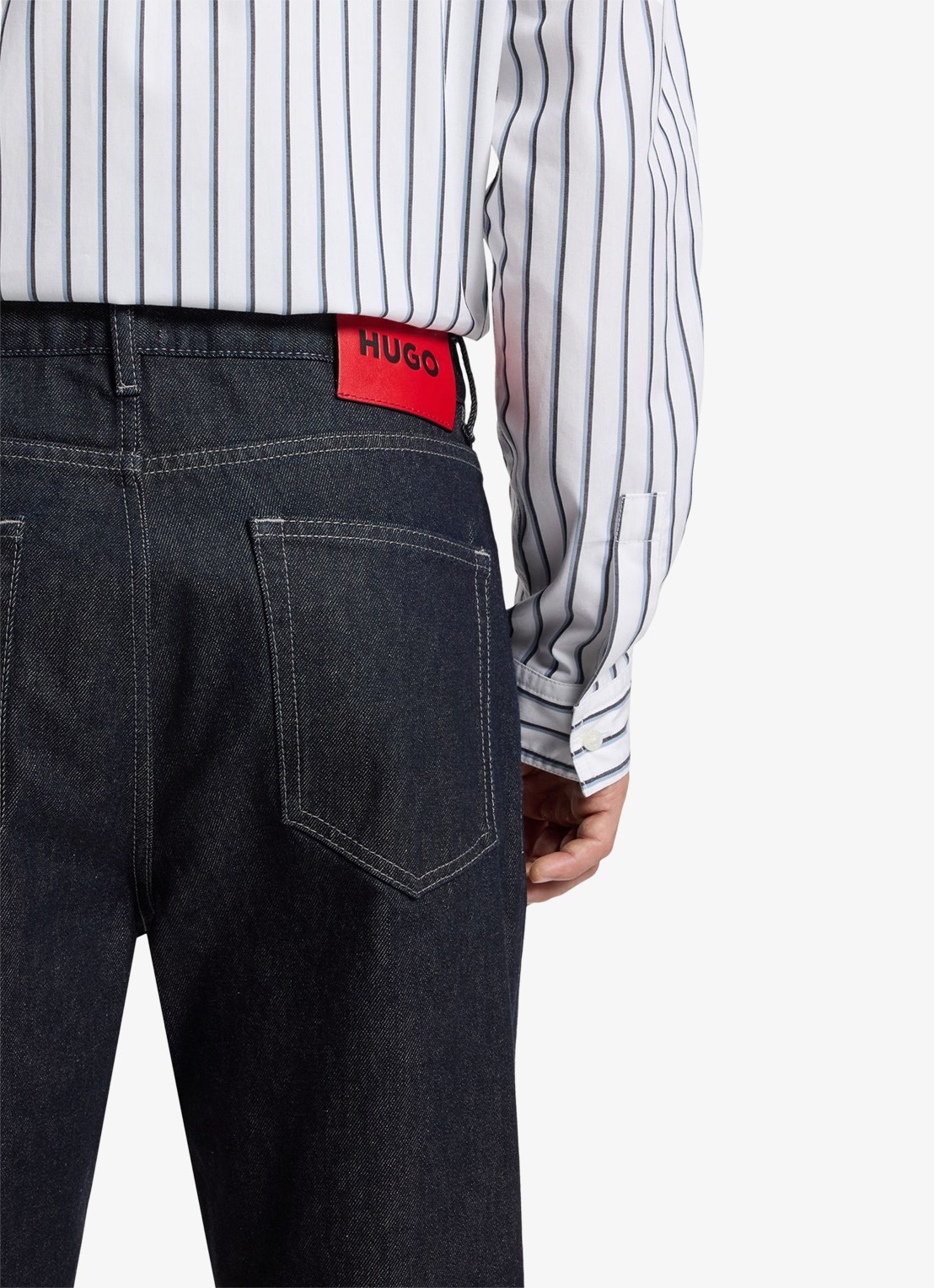 HUGO Relaxed fit jeans met steekzakken - detail 2 donkerblauw