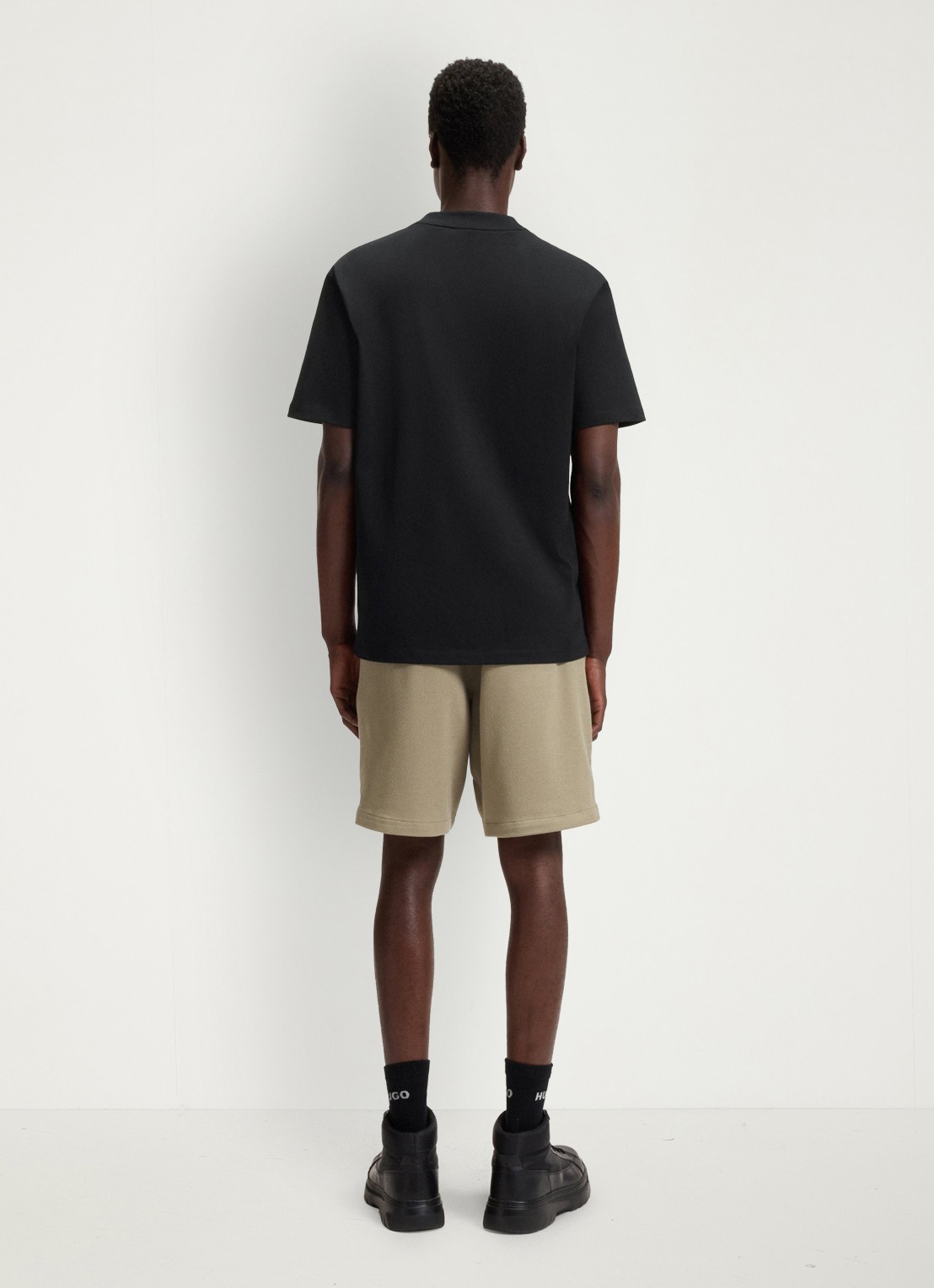 HUGO Relaxed-fit T-shirt van katoen met logoprint - achterkant 5 black-001 / zwart