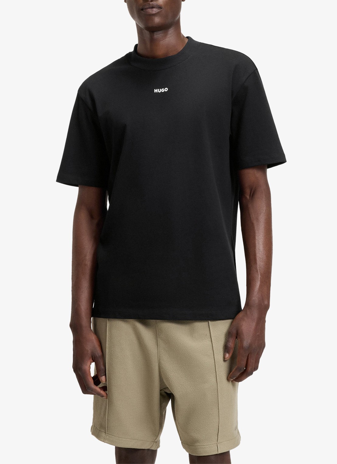 HUGO Relaxed-fit T-shirt van katoen met logoprint - detail 3 black-001 / zwart