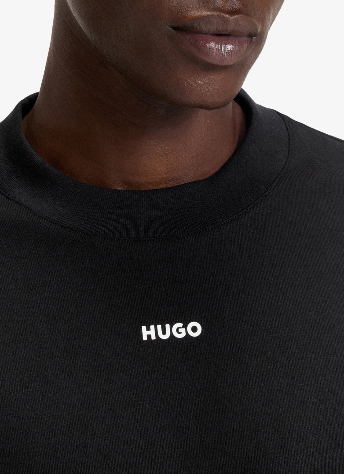 HUGO Relaxed-fit T-shirt van katoen met logoprint - detail 4 black-001 / zwart