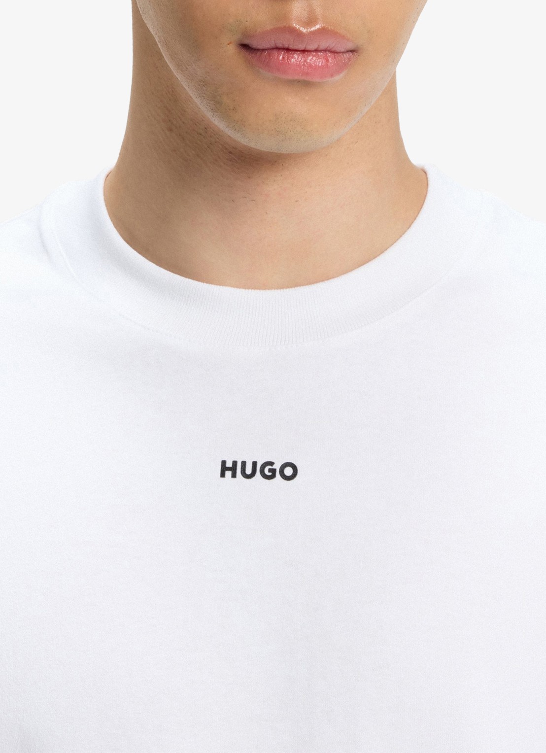 HUGO Relaxed-fit T-shirt van katoen met logoprint - detail 3 white-100 / wit