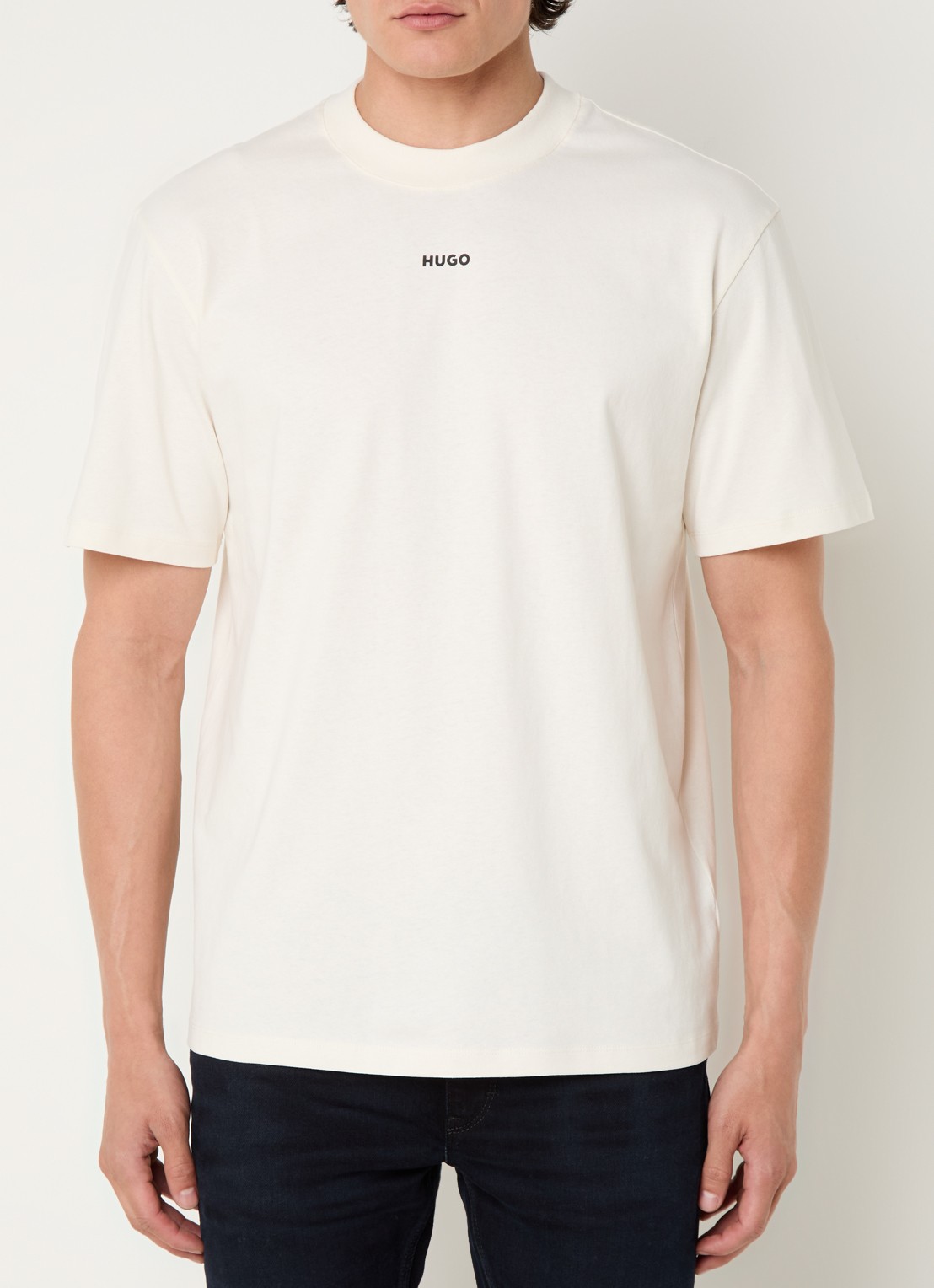 HUGO Relaxed-fit T-shirt van katoen met logoprint - detail 4 open white-121 / wit