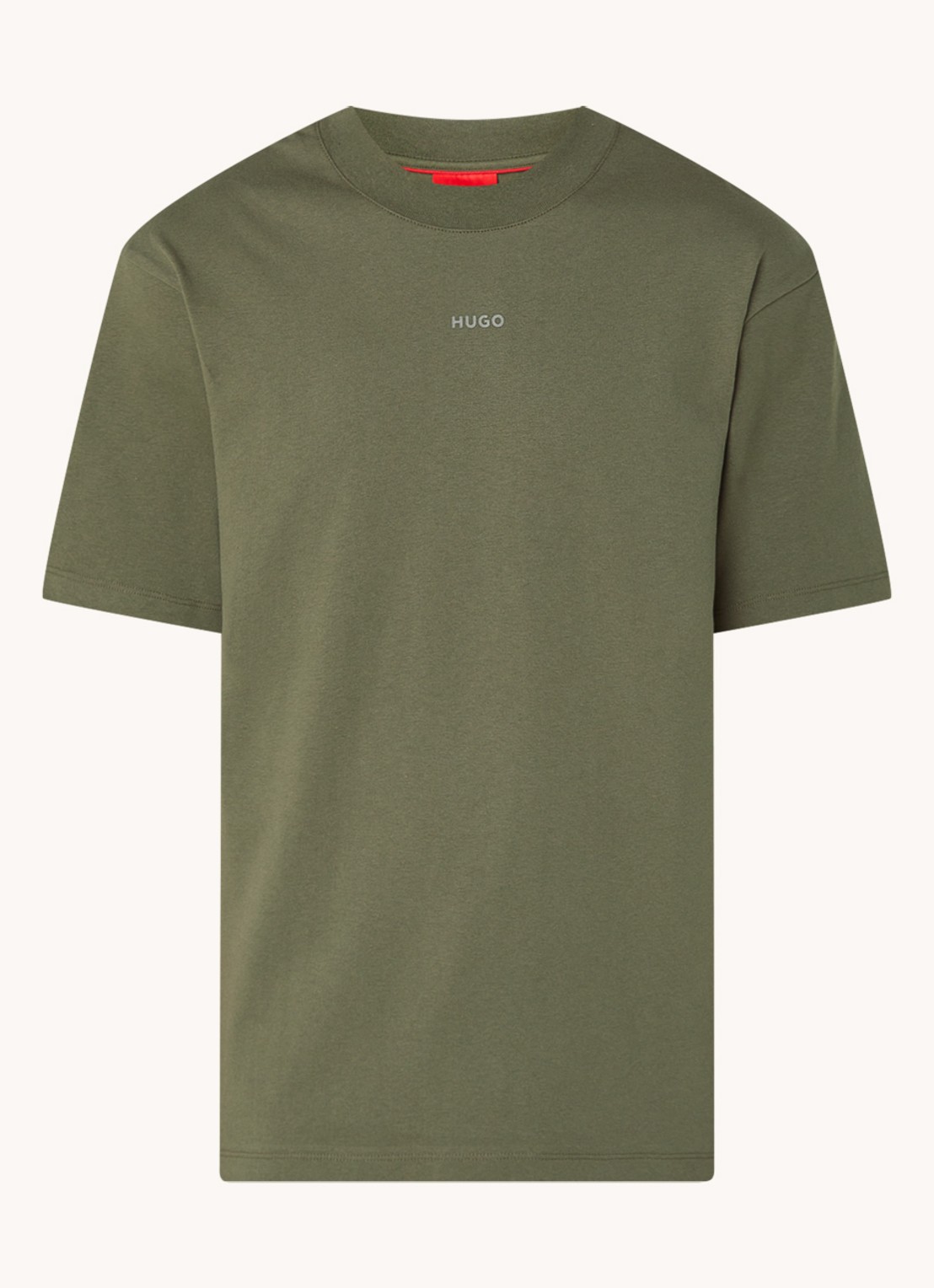 HUGO Relaxed-fit T-shirt van katoen met logoprint - voorkant 3 dark beige-257 / beige