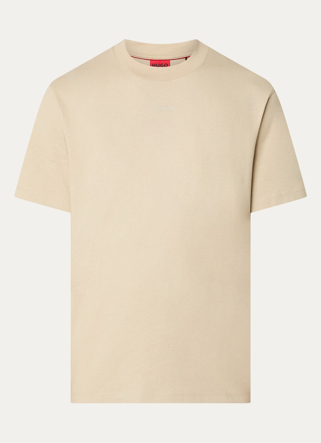 HUGO Relaxed-fit T-shirt van katoen met logoprint - voorkant 3 beige