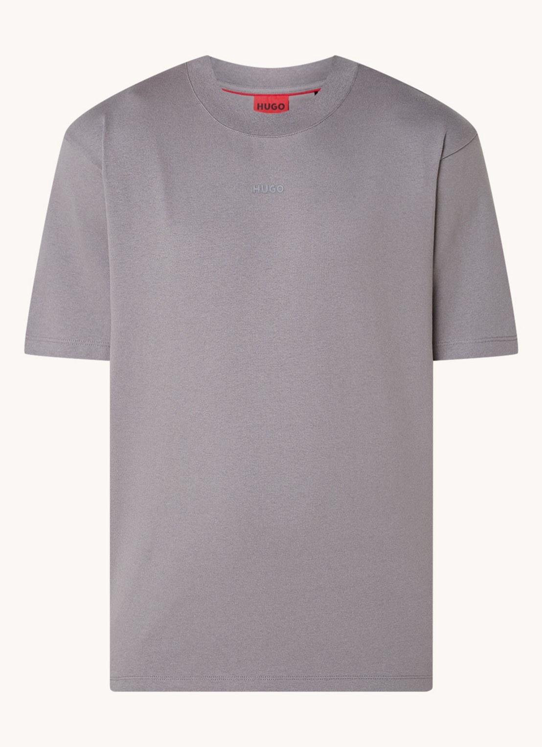 HUGO Relaxed-fit T-shirt van katoen met logoprint - voorkant 2 grijs