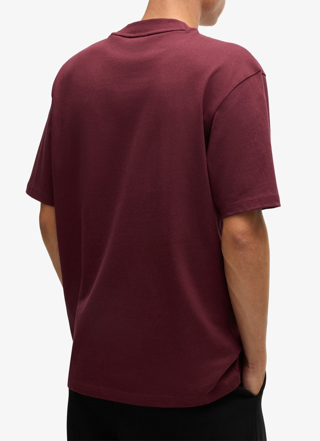 HUGO Relaxed-fit T-shirt van katoen met logoprint - achterkant 3 dark pink-654 / roze