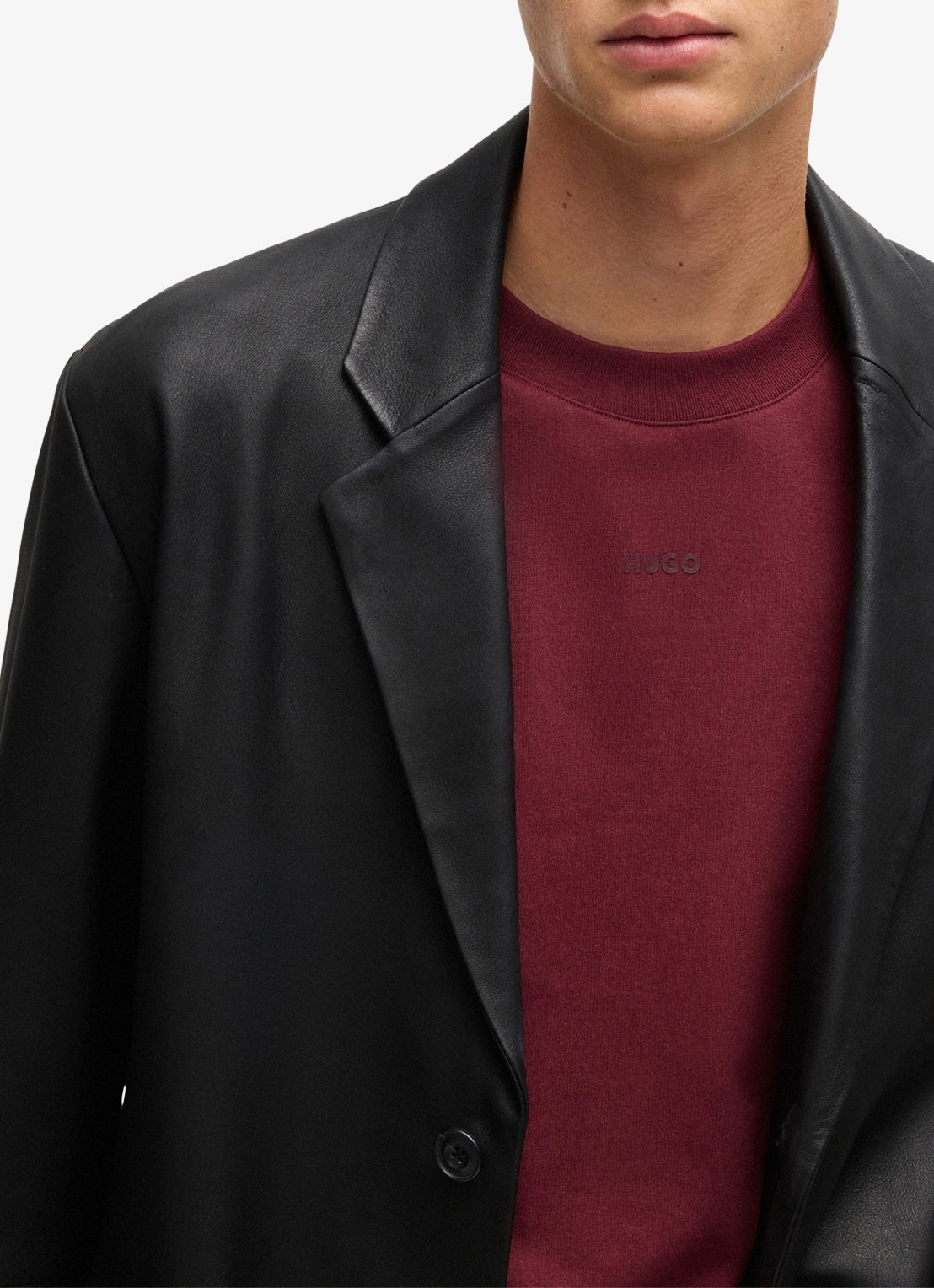 HUGO Relaxed-fit T-shirt van katoen met logoprint - detail 2 dark pink-654 / roze