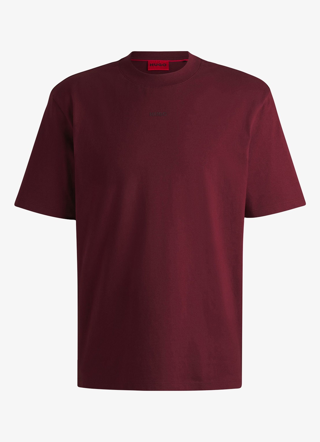 HUGO Relaxed-fit T-shirt van katoen met logoprint - voorkant 4 dark pink-654 / roze