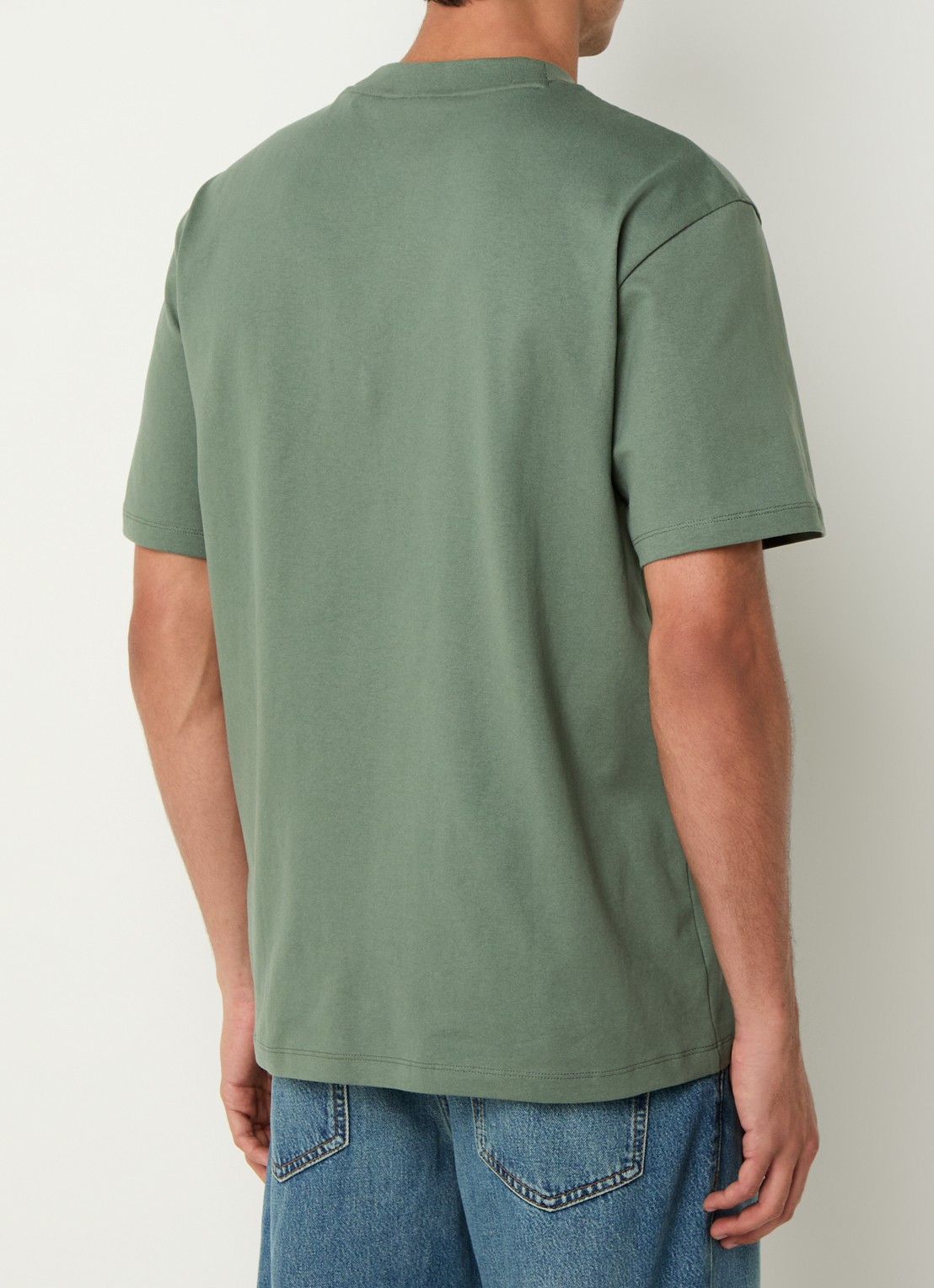 HUGO Relaxed-fit T-shirt van katoen met logoprint - achterkant open green-343 / groen
