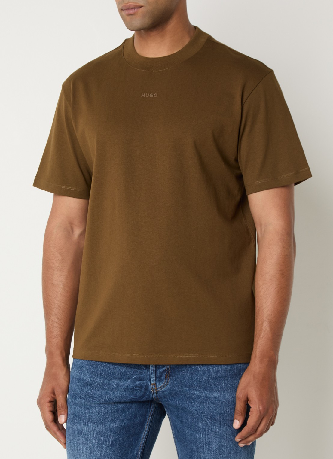 HUGO Relaxed-fit T-shirt van katoen met logoprint - detail 4 medium brown-217 / bruin