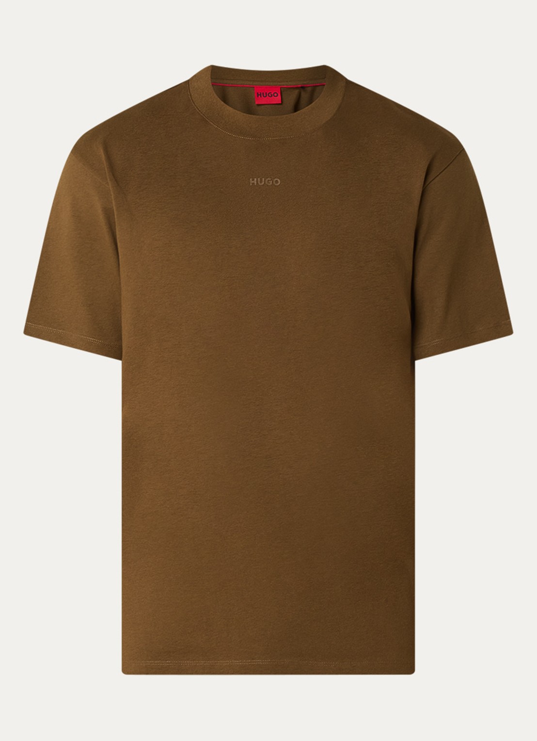 HUGO Relaxed-fit T-shirt van katoen met logoprint - voorkant medium brown-217 / bruin