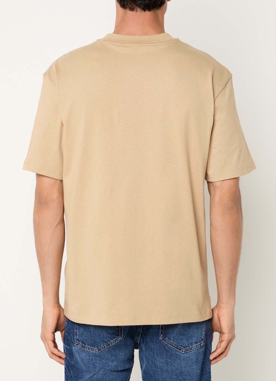 HUGO Relaxed-fit T-shirt van katoen met logoprint - achterkant creme
