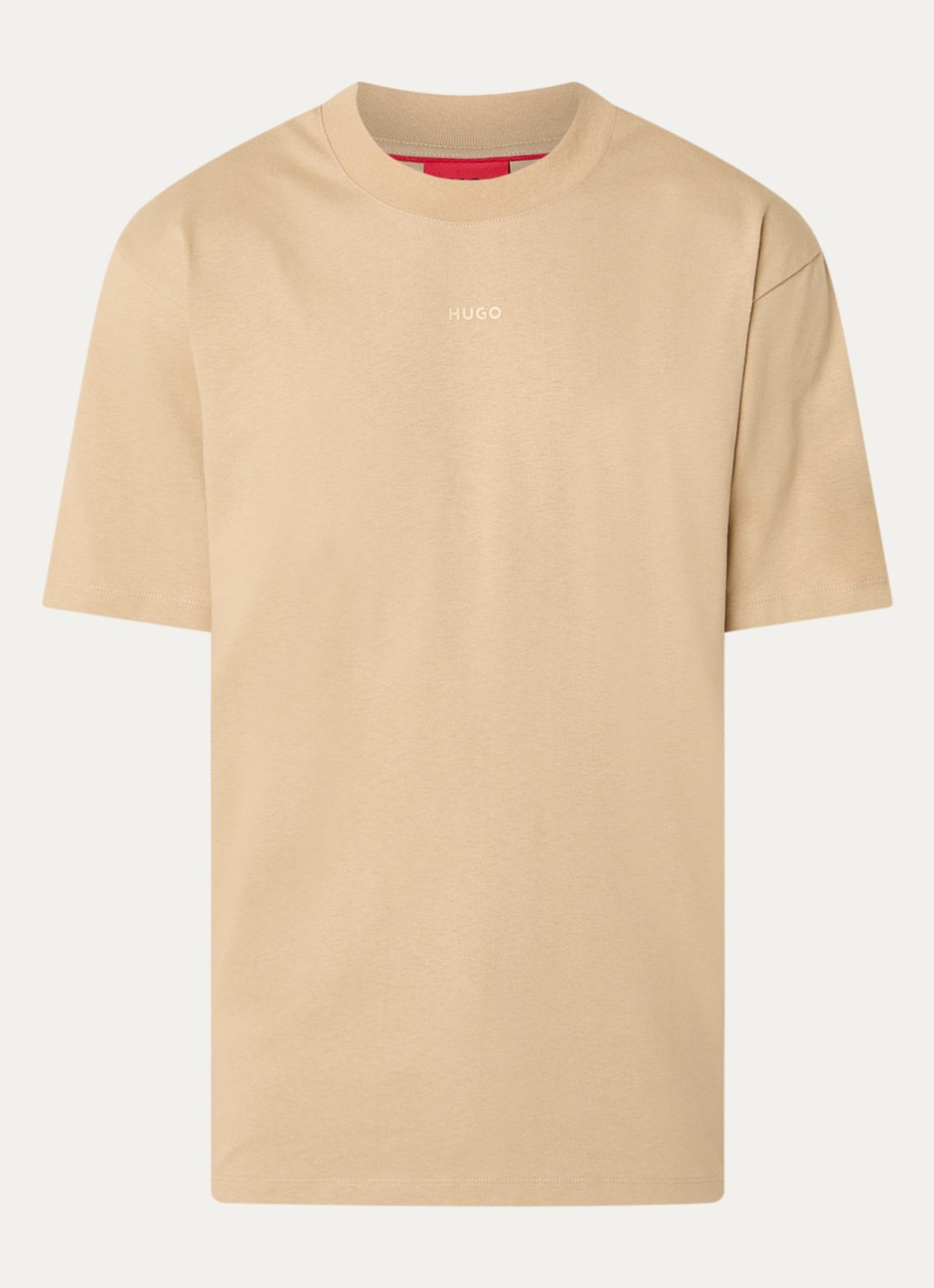 HUGO Relaxed-fit T-shirt van katoen met logoprint - voorkant 3 creme