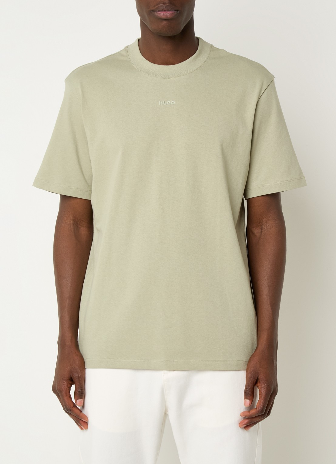 HUGO Relaxed-fit T-shirt van katoen met logoprint - detail 3 open green-391 / groen