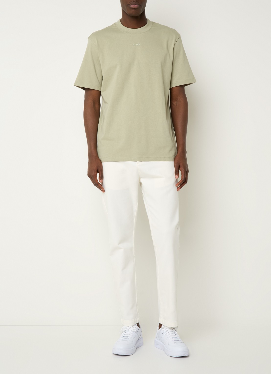 HUGO Relaxed-fit T-shirt van katoen met logoprint - voorkant 2 open green-391 / groen