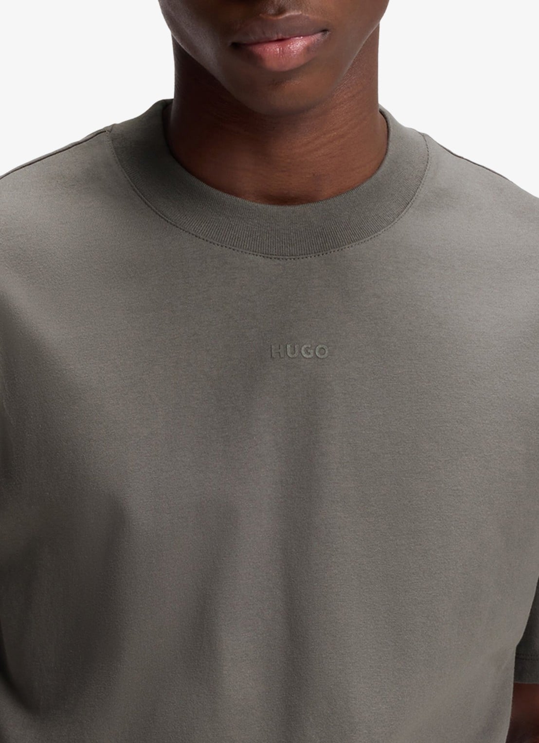 HUGO Relaxed-fit T-shirt van katoen met logoprint - detail 5 dark grey-025 / grijs