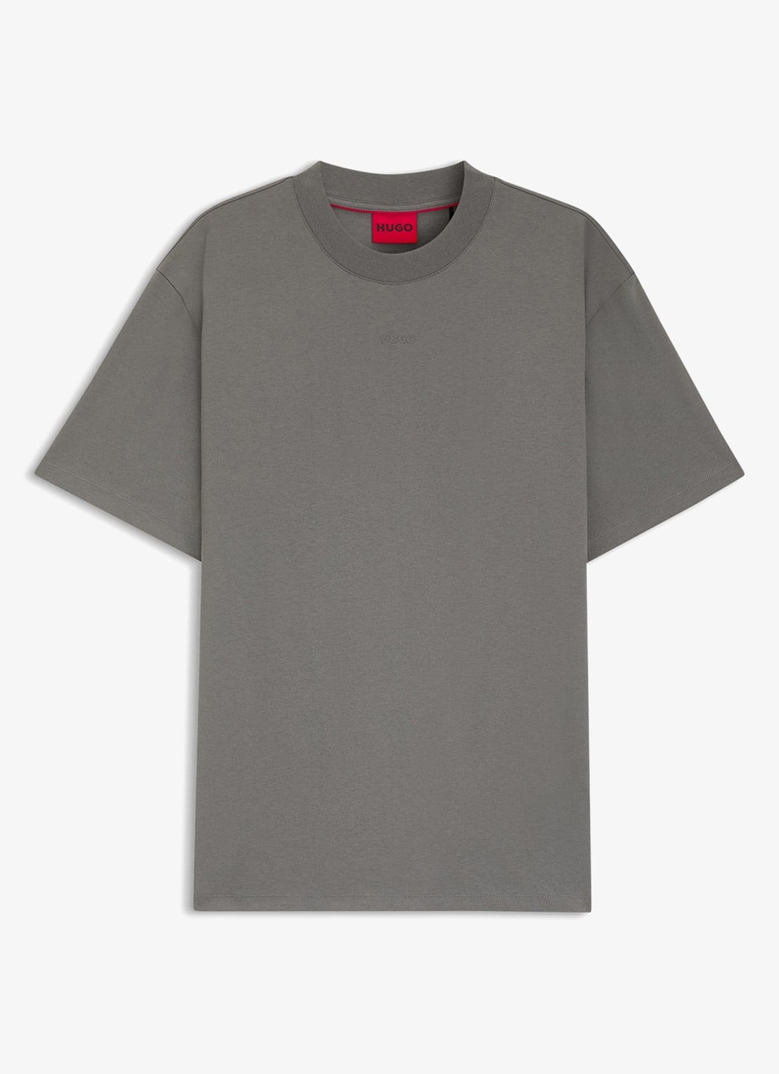 HUGO Relaxed-fit T-shirt van katoen met logoprint - voorkant 2 dark grey-025 / grijs