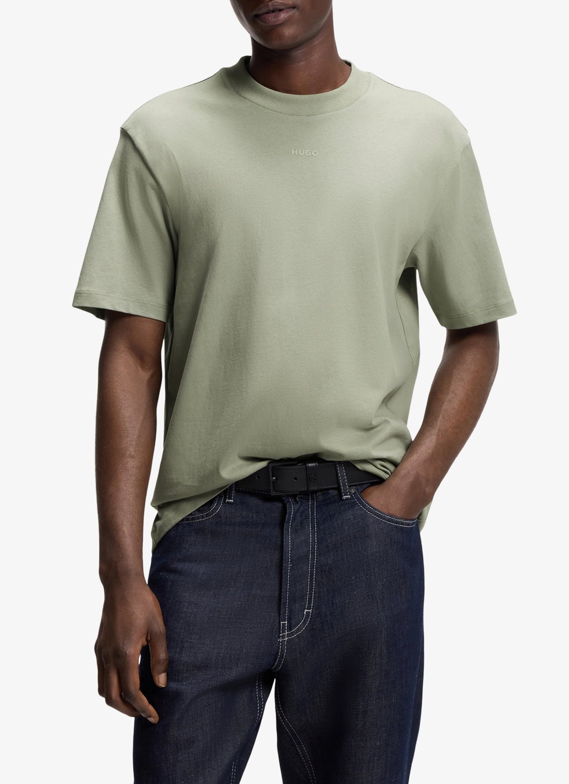 HUGO Relaxed-fit T-shirt van katoen met logoprint - detail 4 light/pastel green-337 / groen