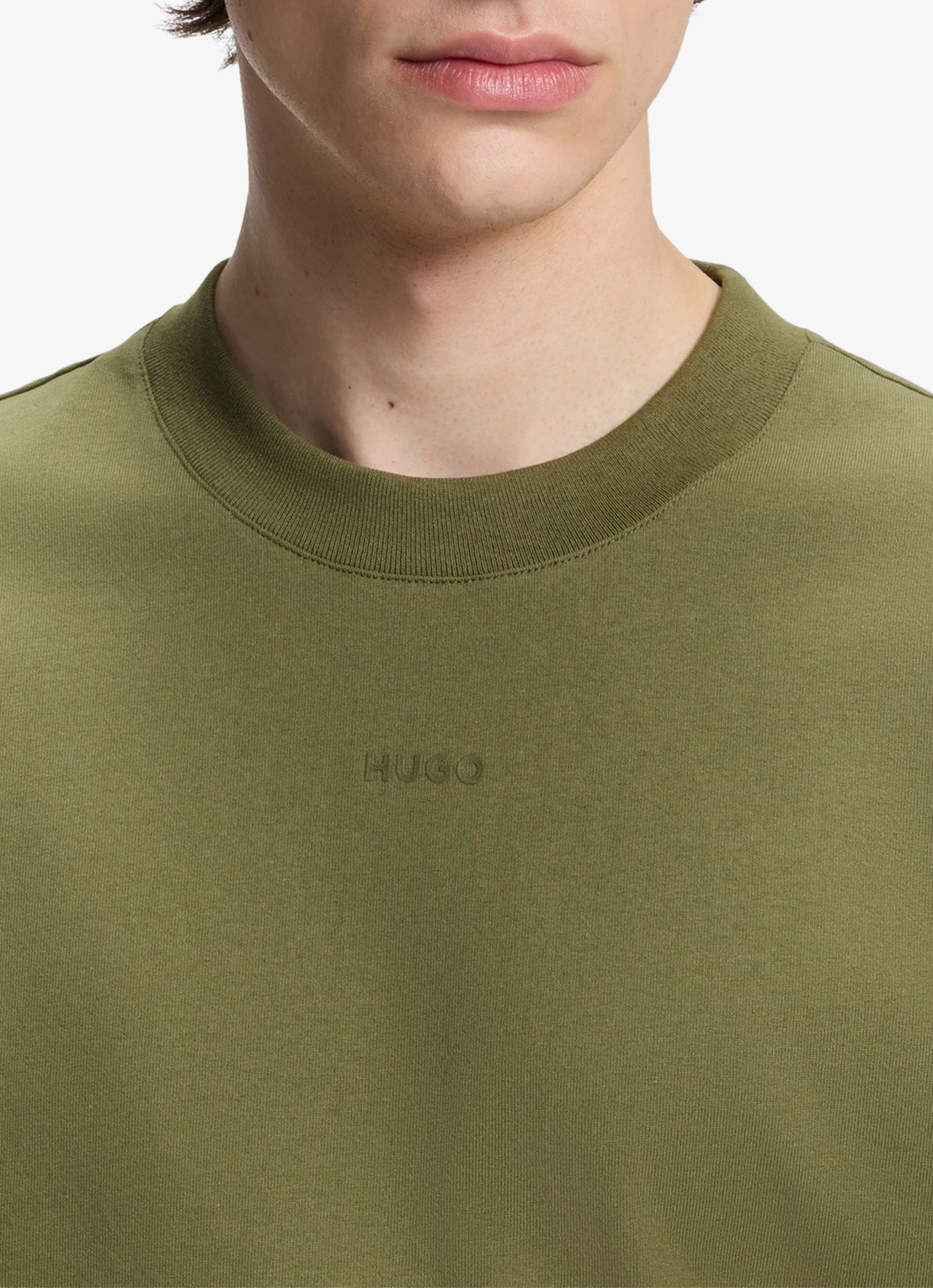 HUGO Relaxed-fit T-shirt van katoen met logoprint - detail 5 open green-388 / groen