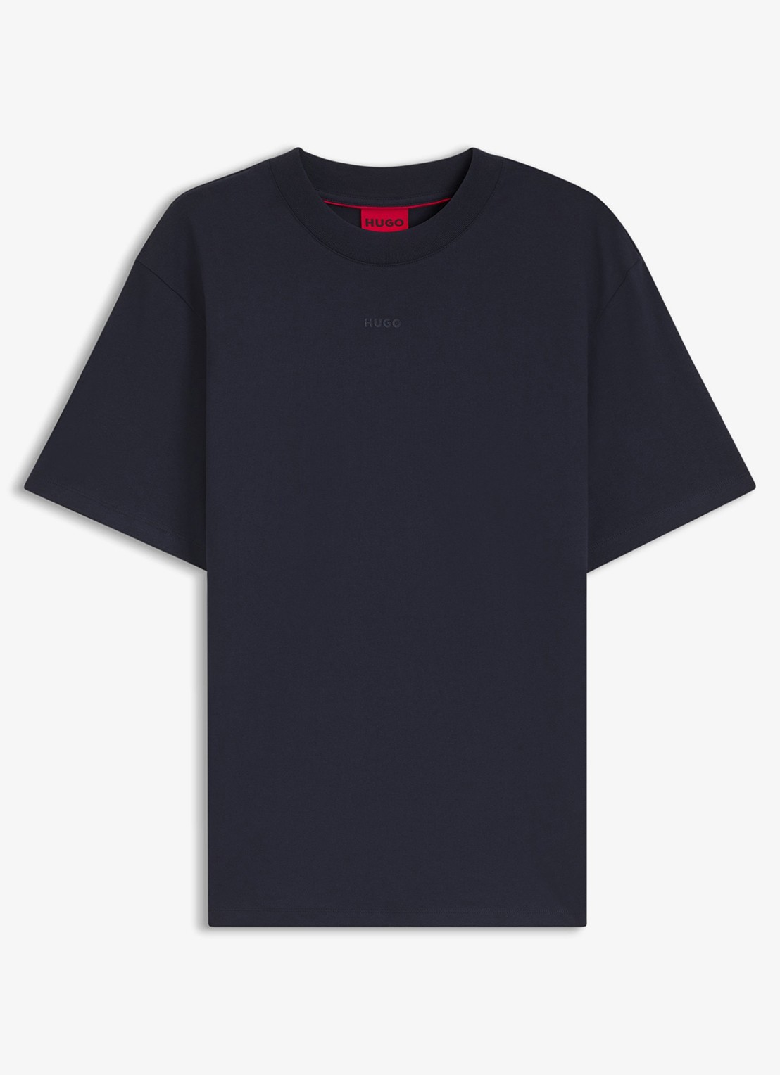 HUGO Relaxed-fit T-shirt van katoen met logoprint - voorkant 4 dark blue-406 / blauw