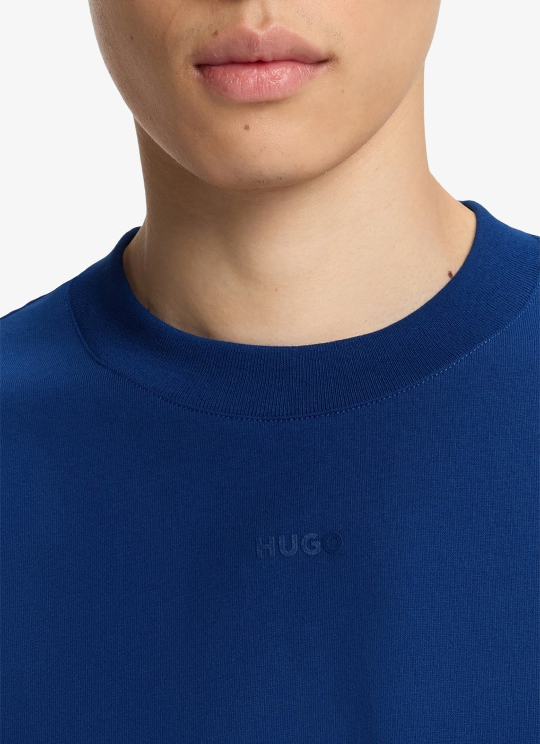 HUGO Relaxed-fit T-shirt van katoen met logoprint - detail 5 open blue-498 / blauw