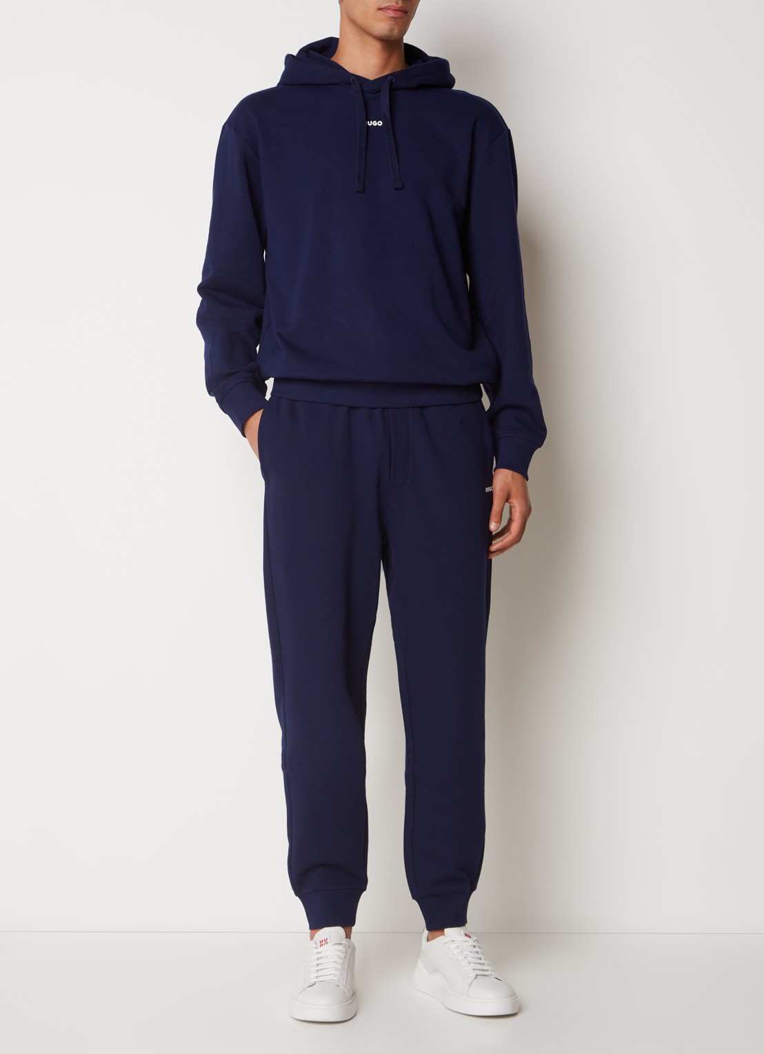 HUGO Relaxed-fit trainingspak met logoprints - detail blauw