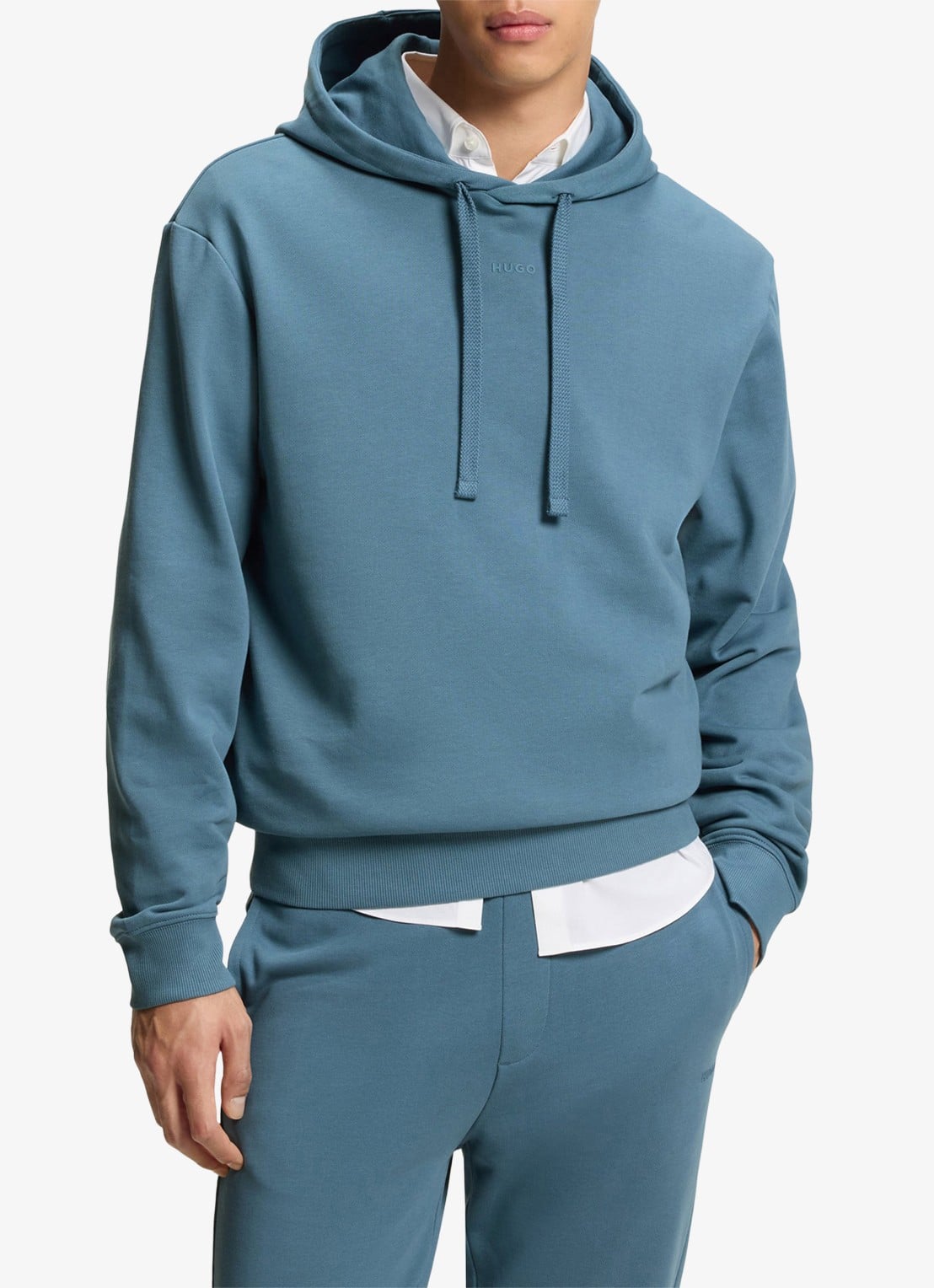HUGO Relaxed-fit trainingspak met logoprints - voorkant 4 lichtblauw