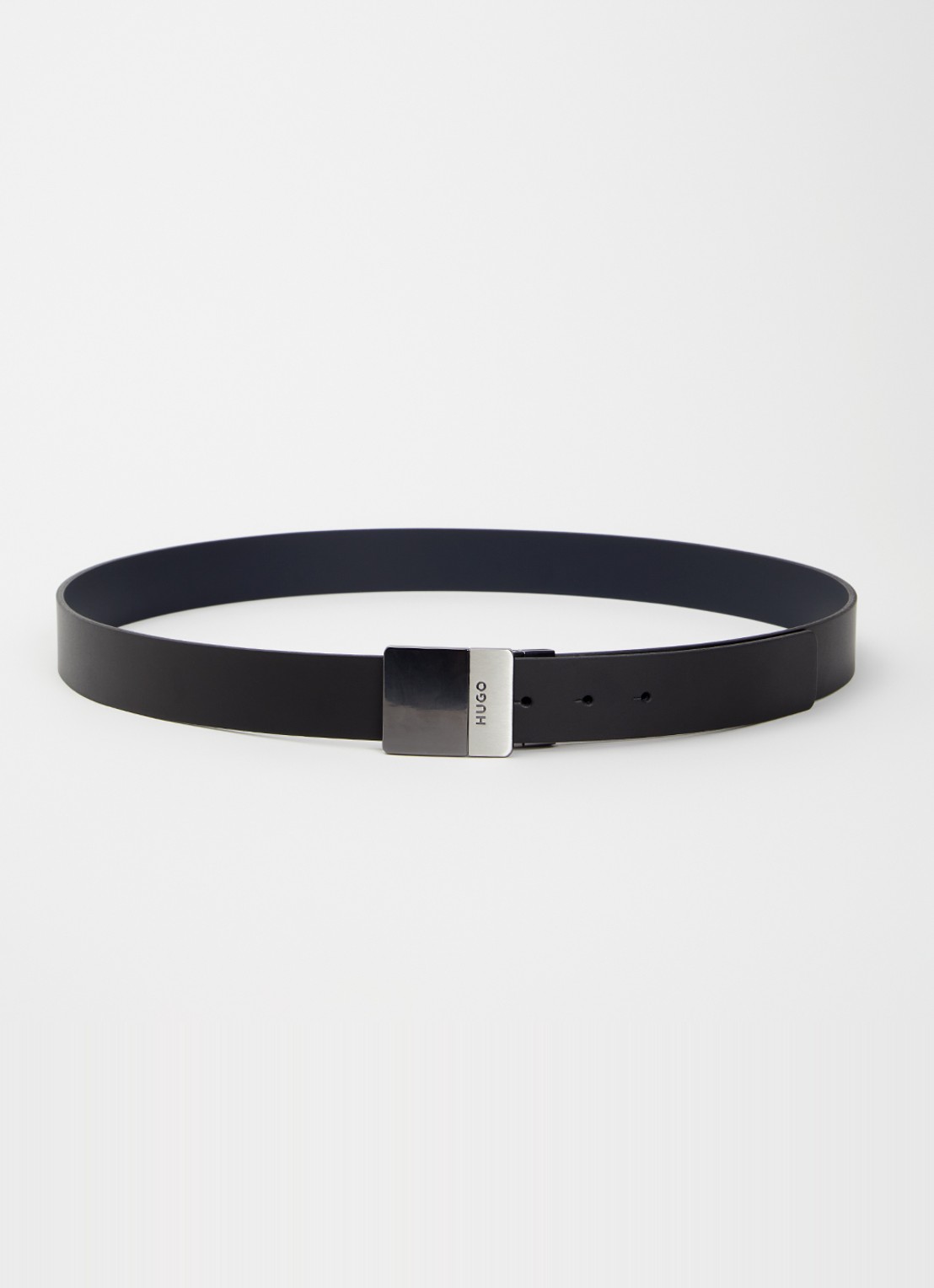 HUGO Reversible riem van leer met logo - voorkant zwart