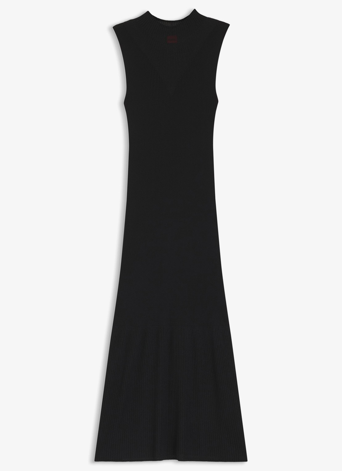 HUGO Ribgebreide maxi jurk met opstaande kraag - voorkant 4 black-001 / zwart