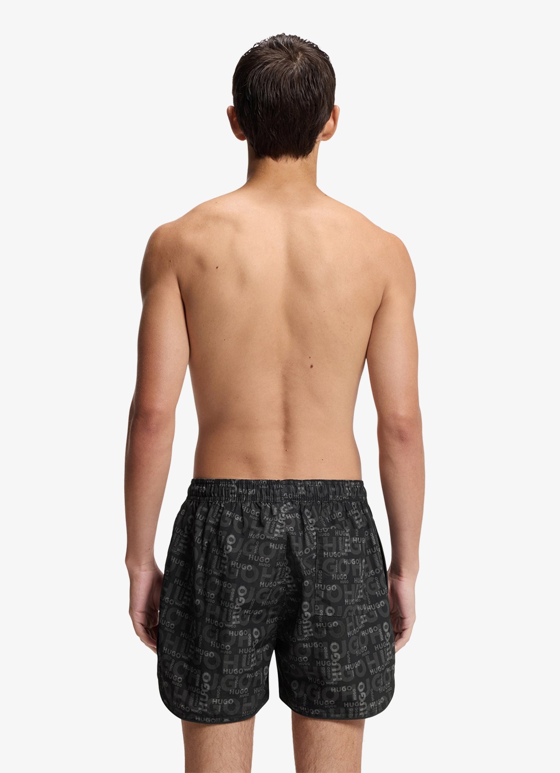 HUGO Rik zwemshorts met logoprint - achterkant 4 grijs