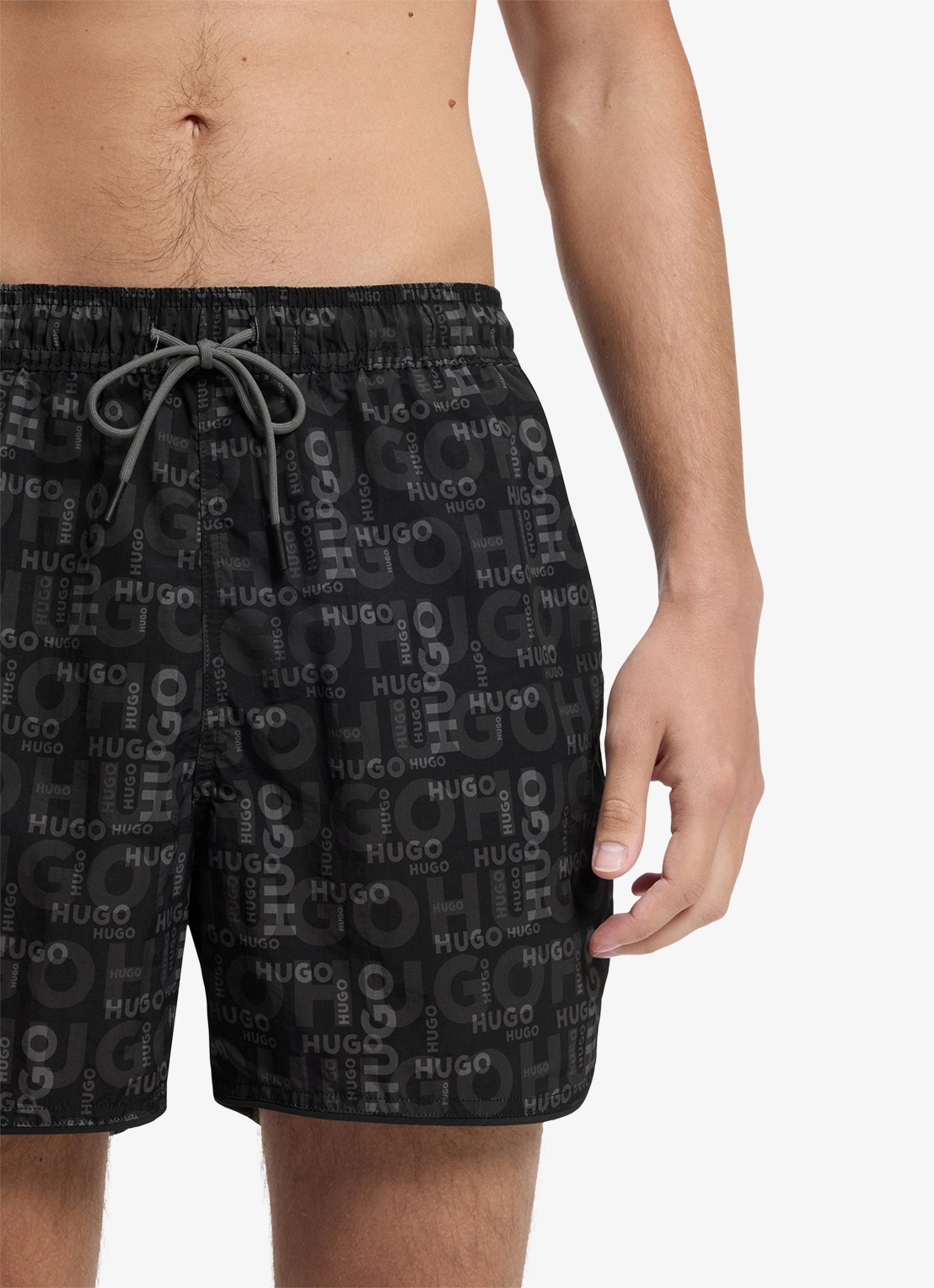 HUGO Rik zwemshorts met logoprint - detail grijs