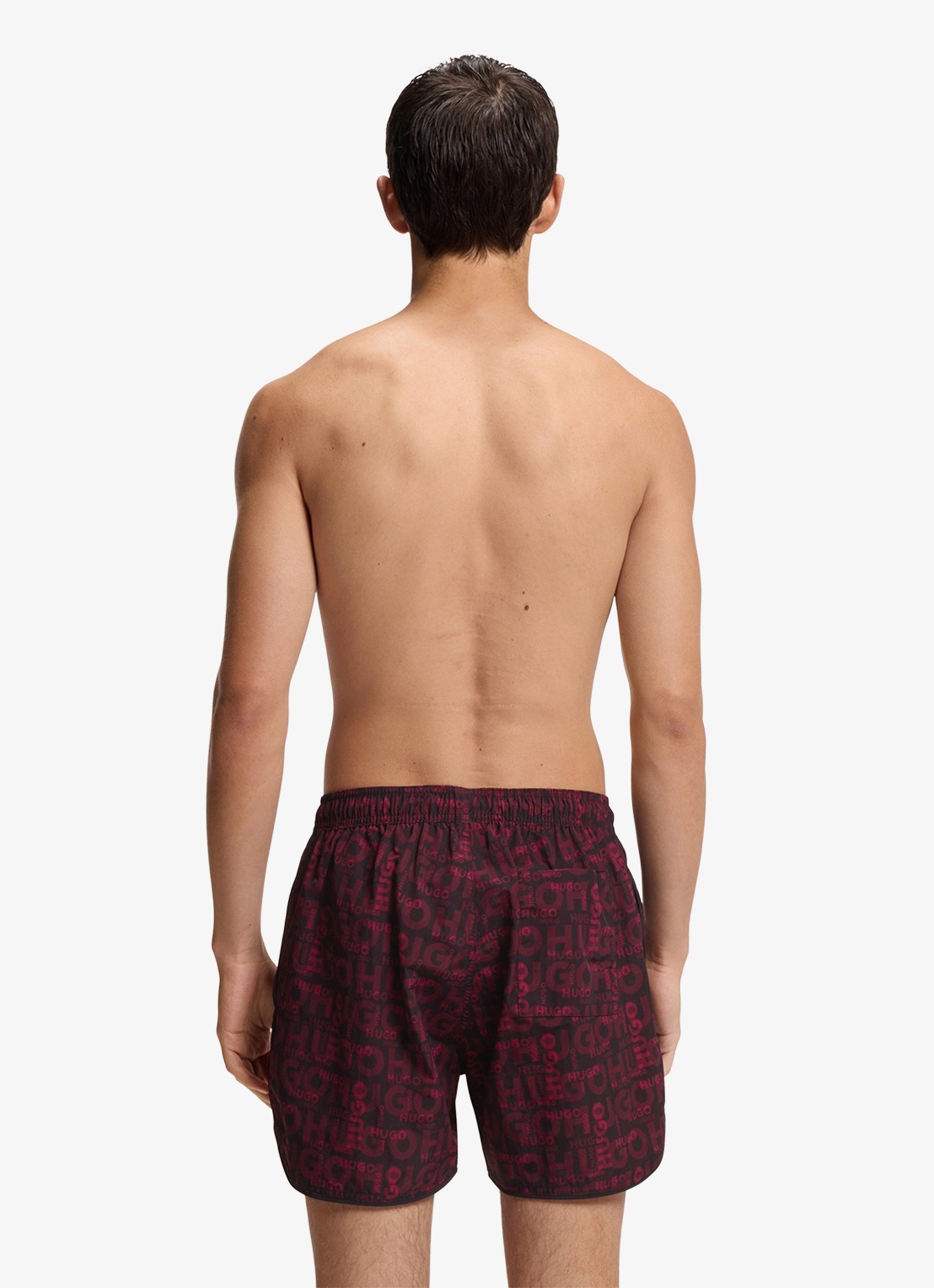 HUGO Rik zwemshorts met logoprint - achterkant donkerrood