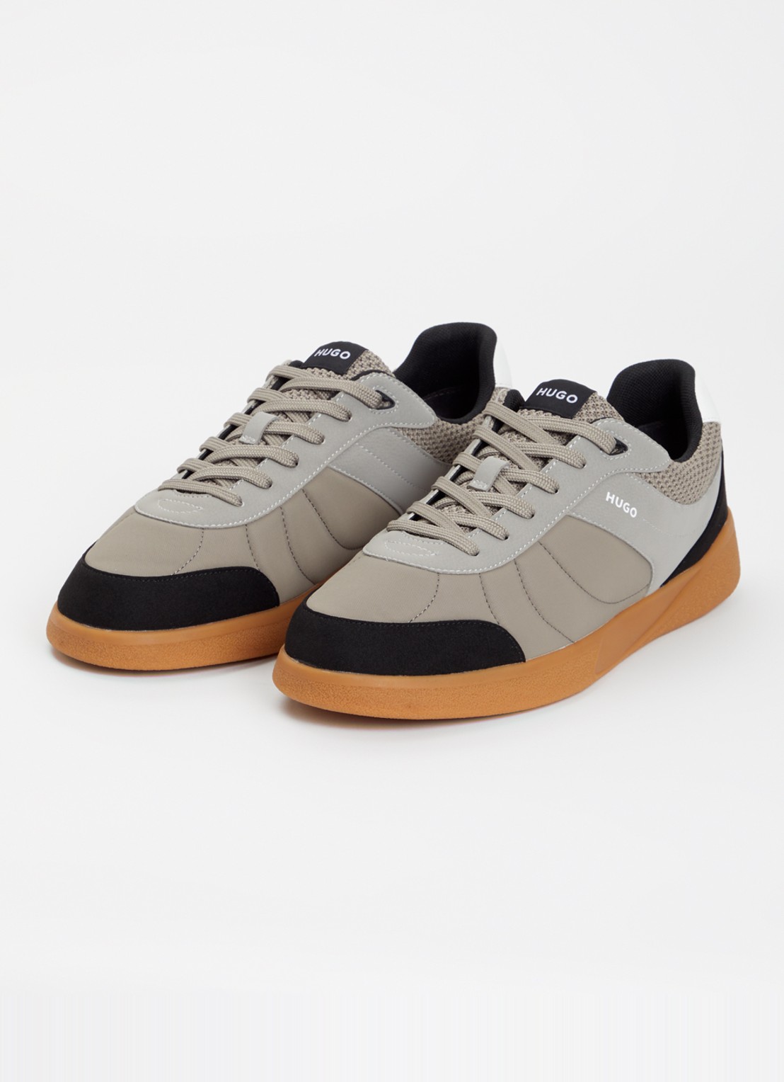 HUGO Riven sneaker met mesh details - detail bruin