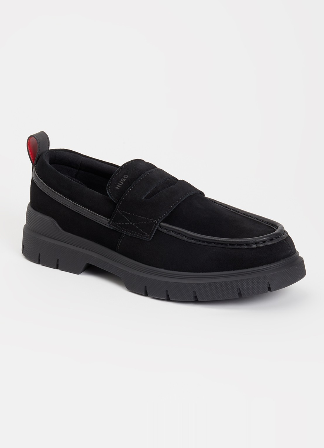 HUGO Ryan loafer van suède - voorkant 5 zwart