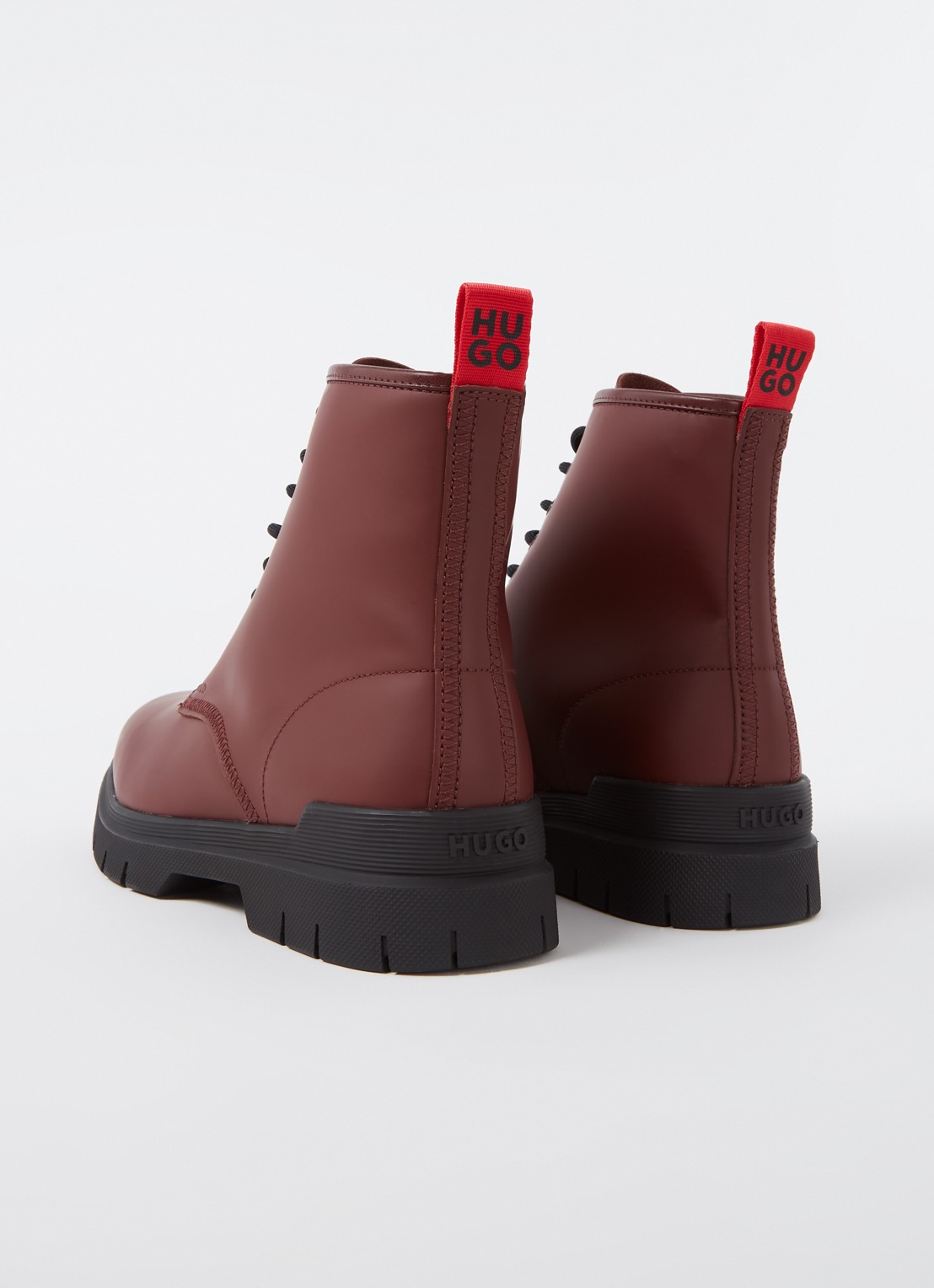 HUGO Ryan veterboot van leer  - detail 3 donkerrood