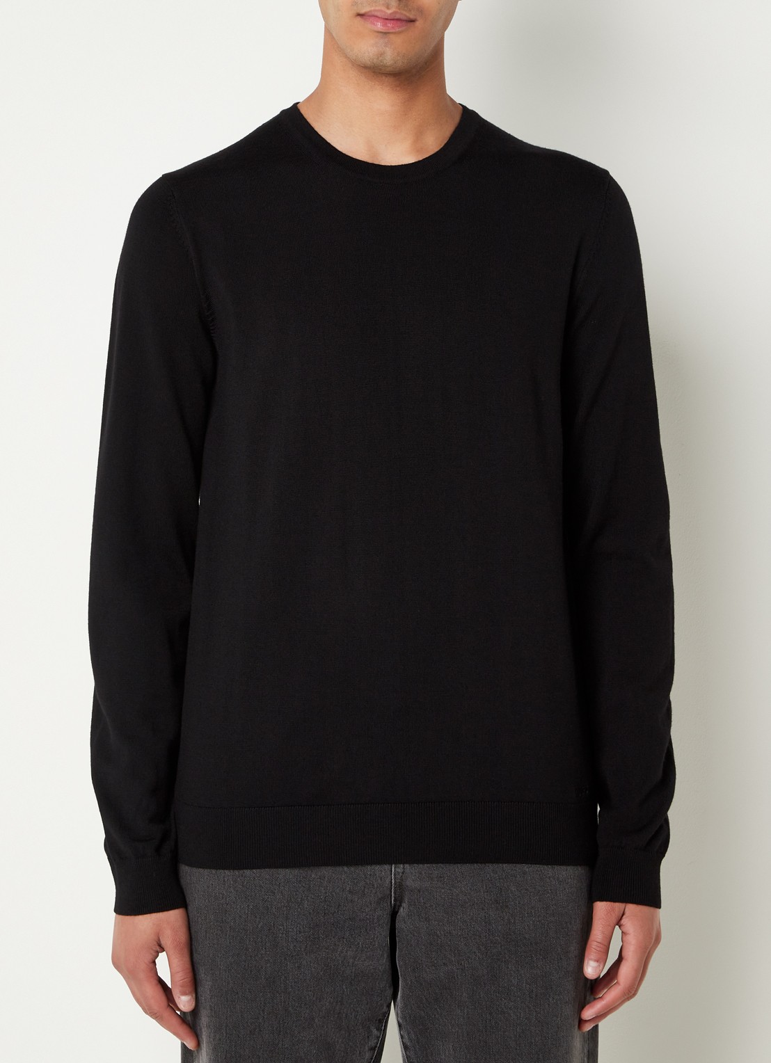 HUGO San Cedric fijngebreide pullover van wol  - detail 2 zwart