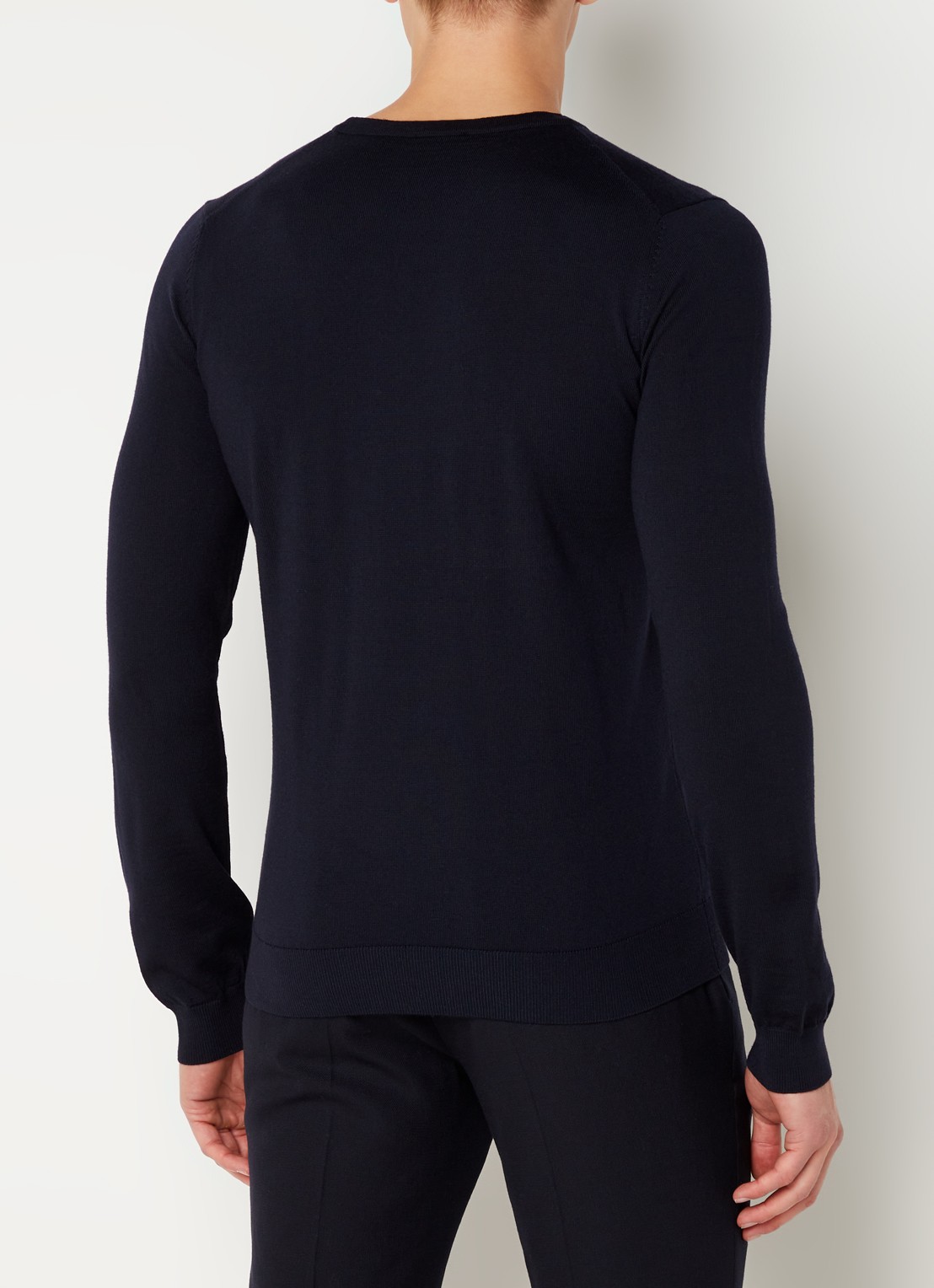 HUGO San Cedric fijngebreide pullover van wol  - achterkant 2 blauw