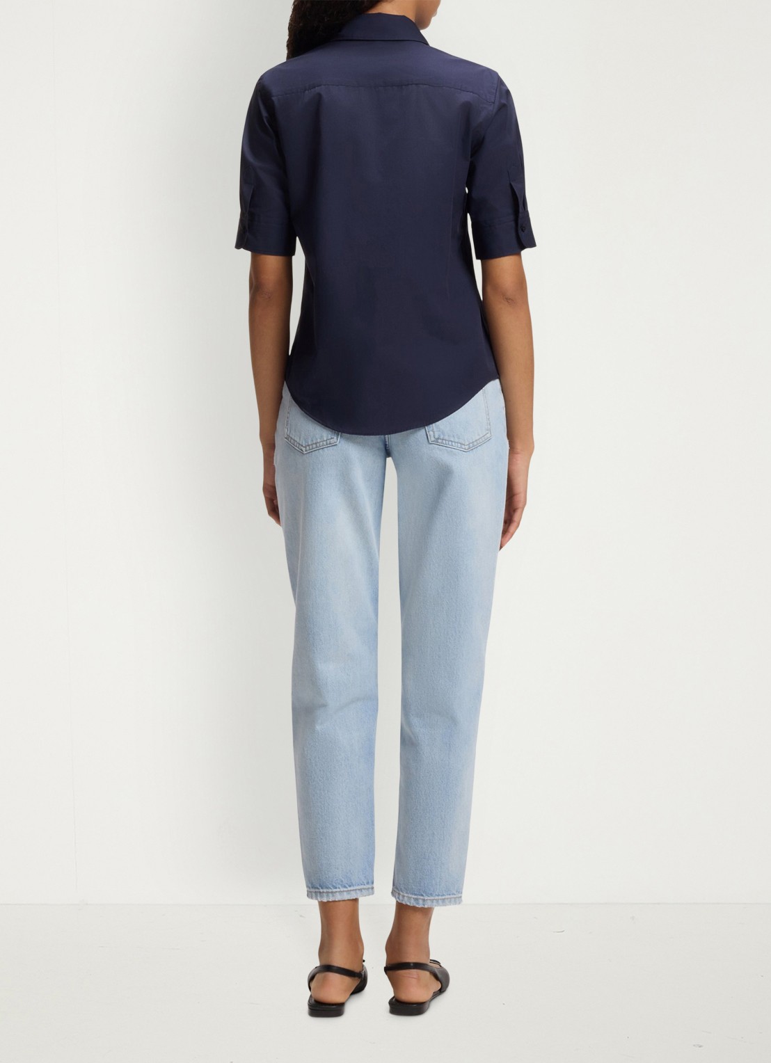 HUGO Sarepla blouse met logoborduring - achterkant navy-418 / blauw