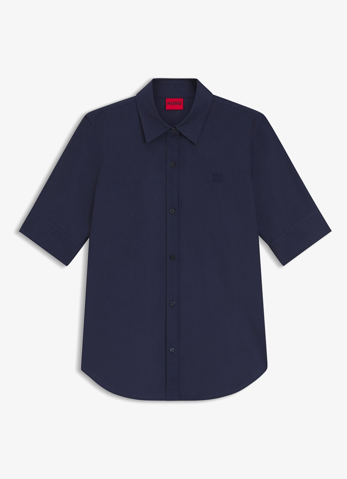 HUGO Sarepla blouse met logoborduring - voorkant 2 navy-418 / blauw