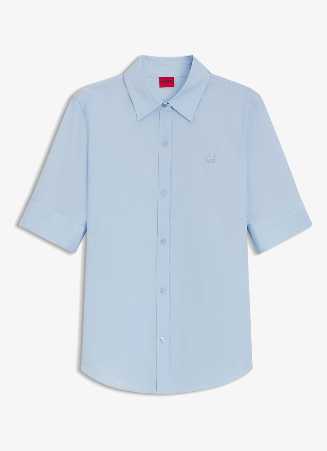 HUGO Sarepla blouse met logoborduring - voorkant 4 open blue-476 / blauw