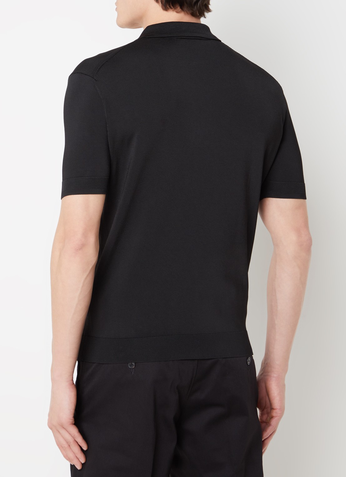 HUGO Sayfong regular fit polo met halve rits en logo - achterkant 4 zwart