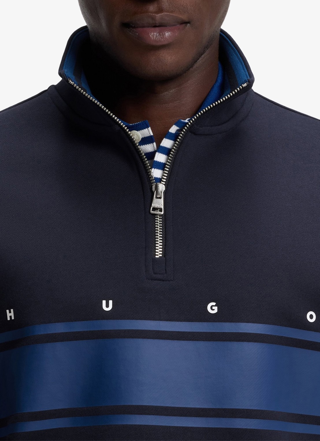 HUGO Schipperstrui met logo - detail 2 blauw