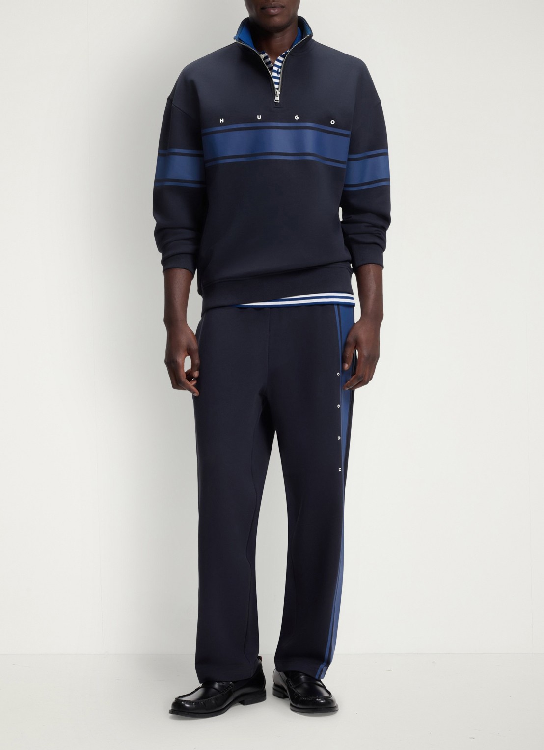 HUGO Schipperstrui met logo - voorkant 4 blauw