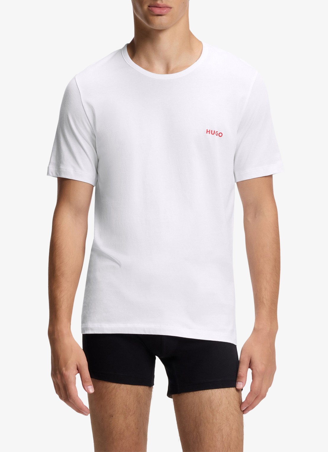HUGO Set van drie katoenen T-shirts in meerdere kleuren met logoprint - detail 3 blauwgrijs