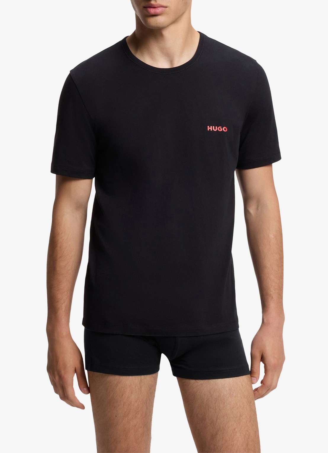 HUGO Set van drie katoenen T-shirts in meerdere kleuren met logoprint - detail open miscellaneous-974 / rood