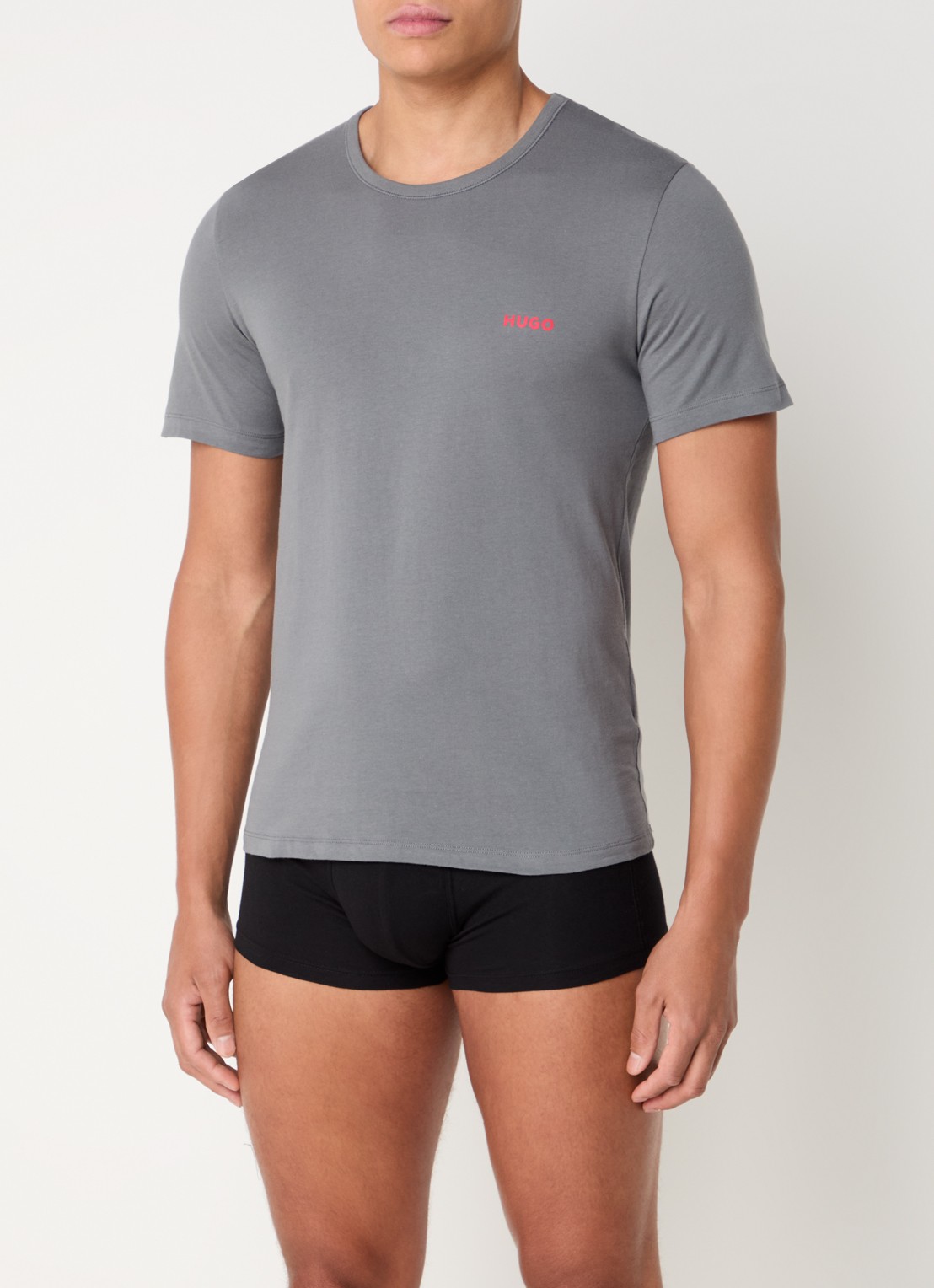 HUGO Set van drie katoenen T-shirts in meerdere kleuren met logoprint - voorkant 4 open miscellaneous-983 / wit