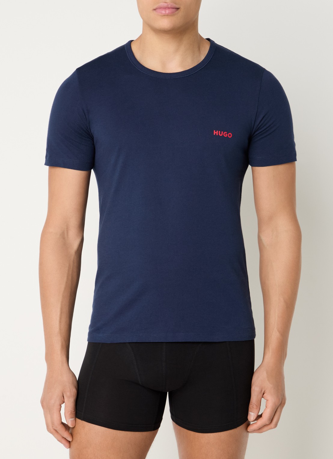 HUGO Set van drie katoenen T-shirts in meerdere kleuren met logoprint - detail 4 blauw